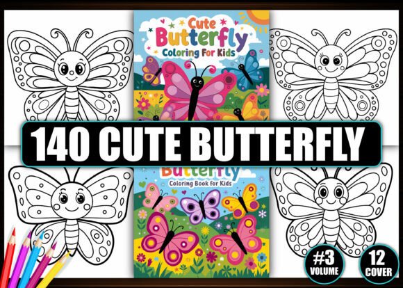 140 Cute Butterfly Coloring Pages - KDP