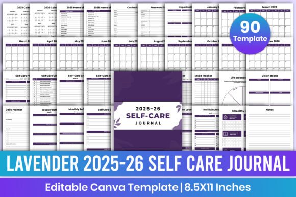 2025-26 Self-Care Journal Lavender Kdp: A Calming Tool for Mindful Living