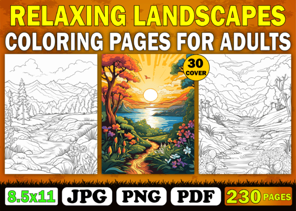 230 Relaxing Landscapes Coloring Pages: A Creative Escape for Adults