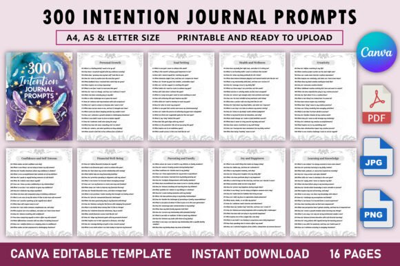 300 Intention Journal Prompts Bundle