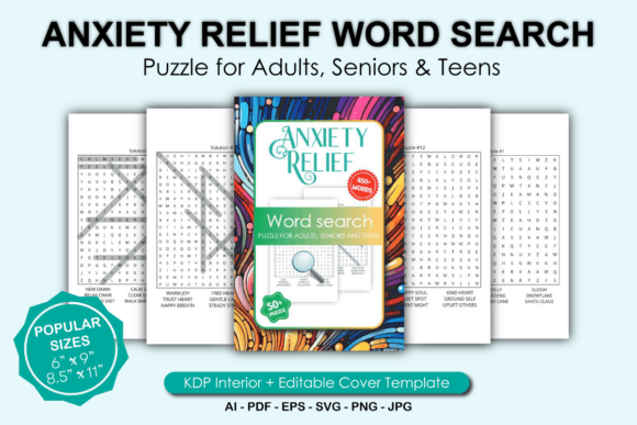 Anxiety Relief Word Search Adult Puzzle