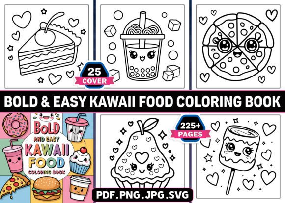 Bold and Easy Kawaii Food Coloring Pages