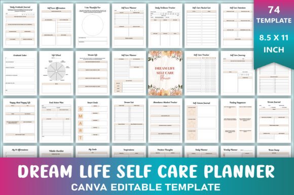 Unlock Your Potential with the Editable Dream Life Self Care Planner